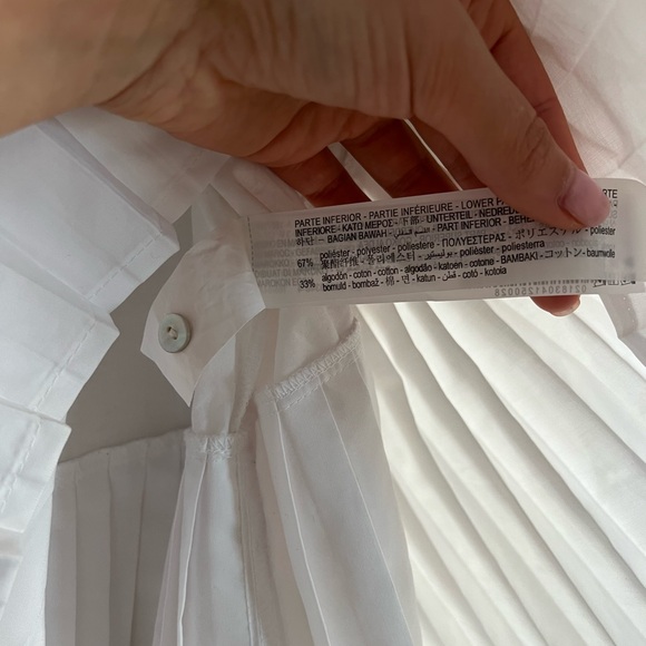 ZARA - White Pleated Skirt Shirt Dress - Picture 4 of 6